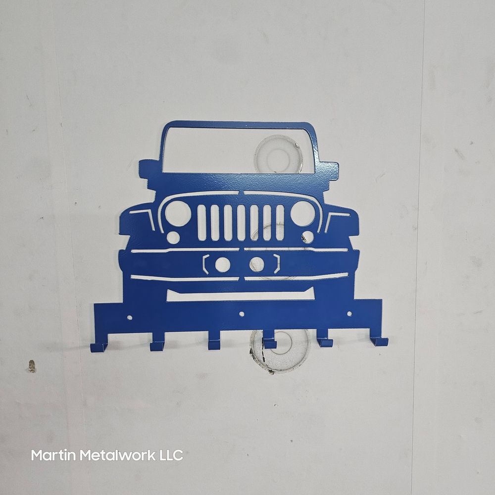 Jeep JK Key Hanger – Full Front End Steel Wall Mounted Key Rack – Wrangler JK Organizer 12"x10" Garage Entryway Man Cave Decor